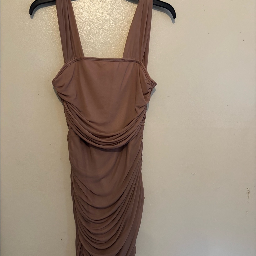Elegant Brown Draped Dress